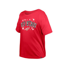 NHL Detroit Red Wings New Era Girl's Youth Flip Sequin T-Shirt - Red