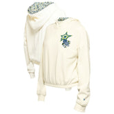 NHL Dallas Stars New Era Women's Glam Game Quarter-Zip Cropped Floral Hoodie Pullover - Cream
