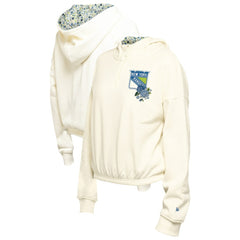 NHL New York Rangers New Era Women's Glam Game Quarter-Zip Cropped Floral Hoodie Pullover - Cream
