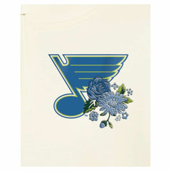 NHL St. Louis Blues New Era Women's Glam Game Quarter-Zip Cropped Floral Hoodie Pullover - Cream