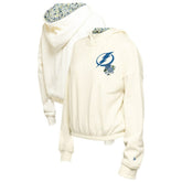 NHL Tampa Bay Lightning New Era Women's Glam Game Quarter-Zip Cropped Floral Hoodie Pullover - Cream