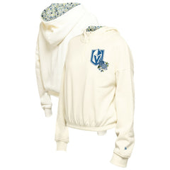 NHL Vegas Golden Knights New Era Women's Glam Game Quarter-Zip Cropped Floral Hoodie Pullover - Cream