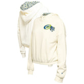 NHL Carolina Hurricanes New Era Women's Glam Game Quarter-Zip Cropped Floral Hoodie Pullover - Cream