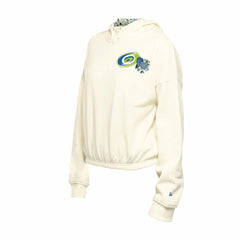 NHL Carolina Hurricanes New Era Women's Glam Game Quarter-Zip Cropped Floral Hoodie Pullover - Cream