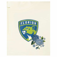 NHL Florida Panthers New Era Women's Glam Game Quarter-Zip Cropped Floral Hoodie Pullover - Cream
