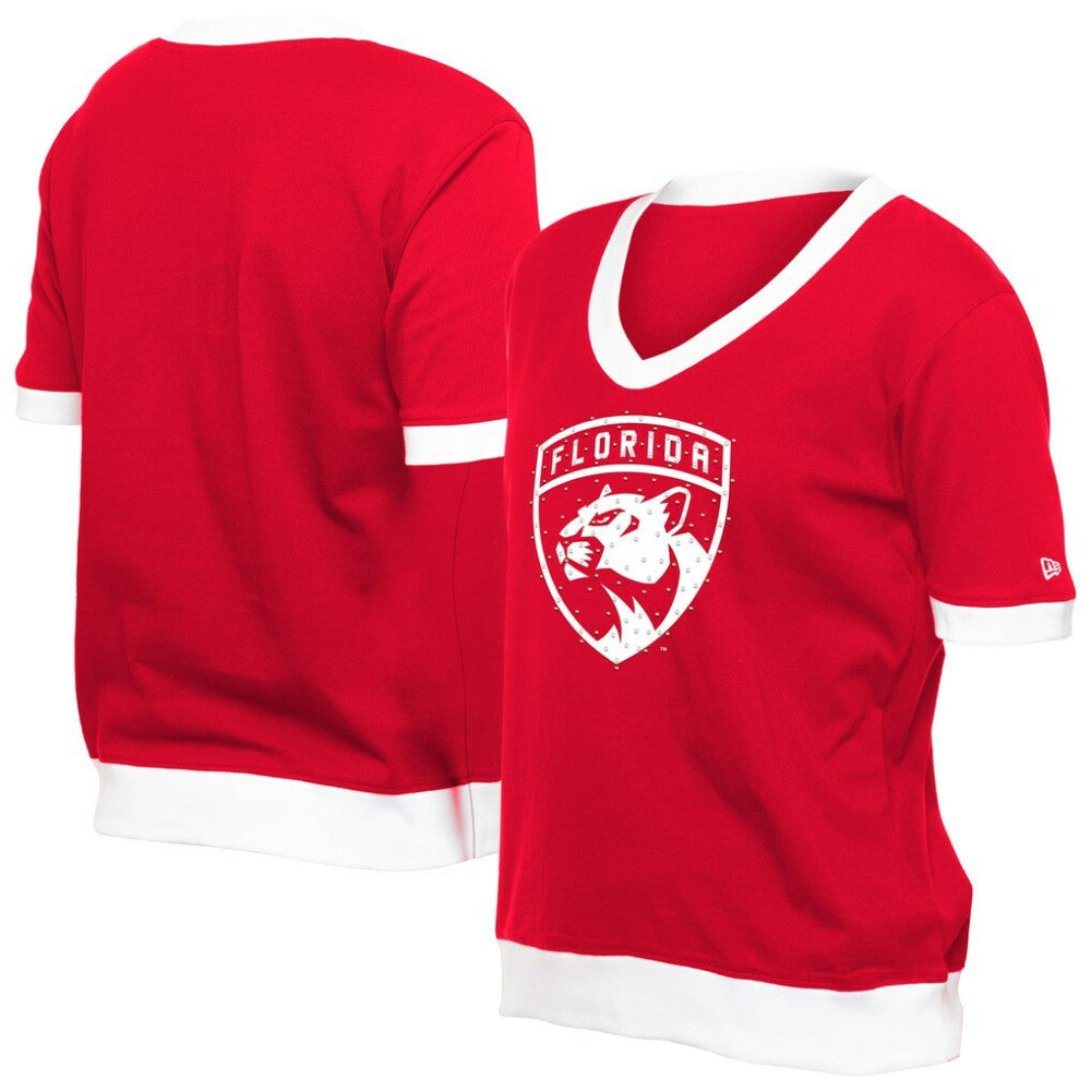 NHL Florida Panthers New Era Women's Game Day Rhinestuds T-Shirt - Red
