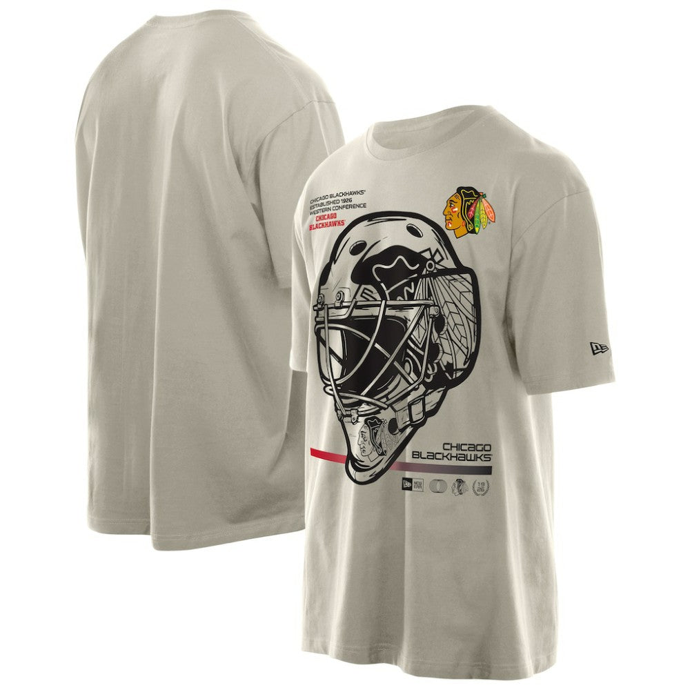NHL Chicago Blackhawks New Era Goalie Mask T-Shirt - Tan