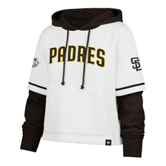 San Diego Padres '47 Women's Trifecta Shortstop Cropped Pullover Hoodie - White Hoodies