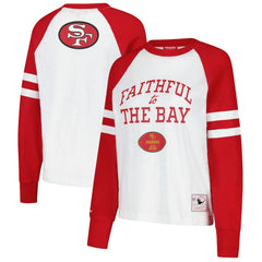 San Francisco 49ers Women's Slub Long Sleeve T-Shirt White/Scarlet