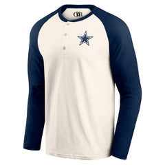 Dallas Cowboys Darius Rucker Collection Raglan Henley Long Sleeve T-Shirt White/Navy