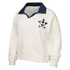 Houston Astros Girls Youth Ballpark Hit Collared V-Neck Pullover Sweatshirt - White Pullover