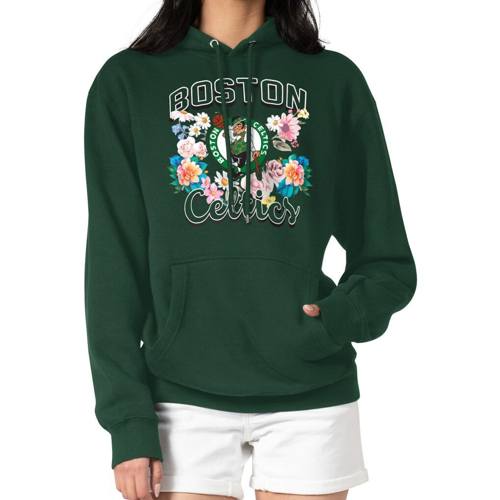 Boston Celtics G-III 4Her by Carl Banks Women's Flowers Team Logo Graphic Fleece Pullover Hoodie Green