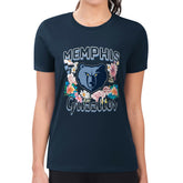 Memphis Grizzlies G-III 4Her by Carl Banks Women's Super-Slim Fit Lightweight Flowers Team Logo Graphic T-Shirt Navy
