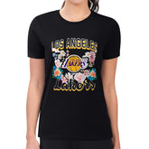 Los Angeles Lakers G-III 4Her by Carl Banks Women's Super-Slim Fit Lightweight Flowers Team Logo Graphic T-Shirt Black