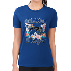 Orlando Magic G-III 4Her by Carl Banks Women's Super-Slim Fit Lightweight Flowers Team Logo Graphic T-Shirt Blue