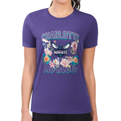 Charlotte Hornets G-III 4Her by Carl Banks Women's Super-Slim Fit Lightweight Flowers Team Logo Graphic T-Shirt Purple