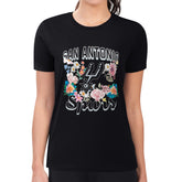 San Antonio Spurs G-III 4Her by Carl Banks Women's Super-Slim Fit Lightweight Flowers Team Logo Graphic T-Shirt Black