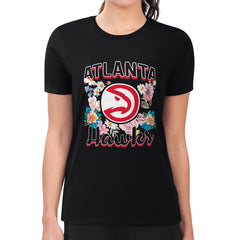 Atlanta Hawks G-III 4Her by Carl Banks Women's Super-Slim Fit Lightweight Flowers Team Logo Graphic T-Shirt Black