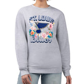 NHL St. Louis Blues G-III 4Her by Carl Banks Women's Flower Logo Pullover Sweatshirt - Heather Gray