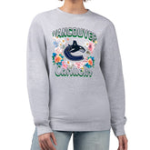 NHL Vancouver Canucks G-III 4Her by Carl Banks Women's Flower Logo Pullover Sweatshirt - Heather Gray