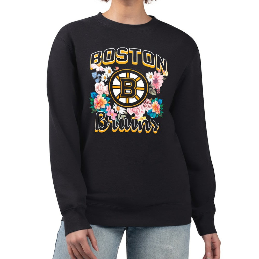NHL Boston Bruins G-III 4Her by Carl Banks Women's Flower Logo Pullover Sweatshirt - Black