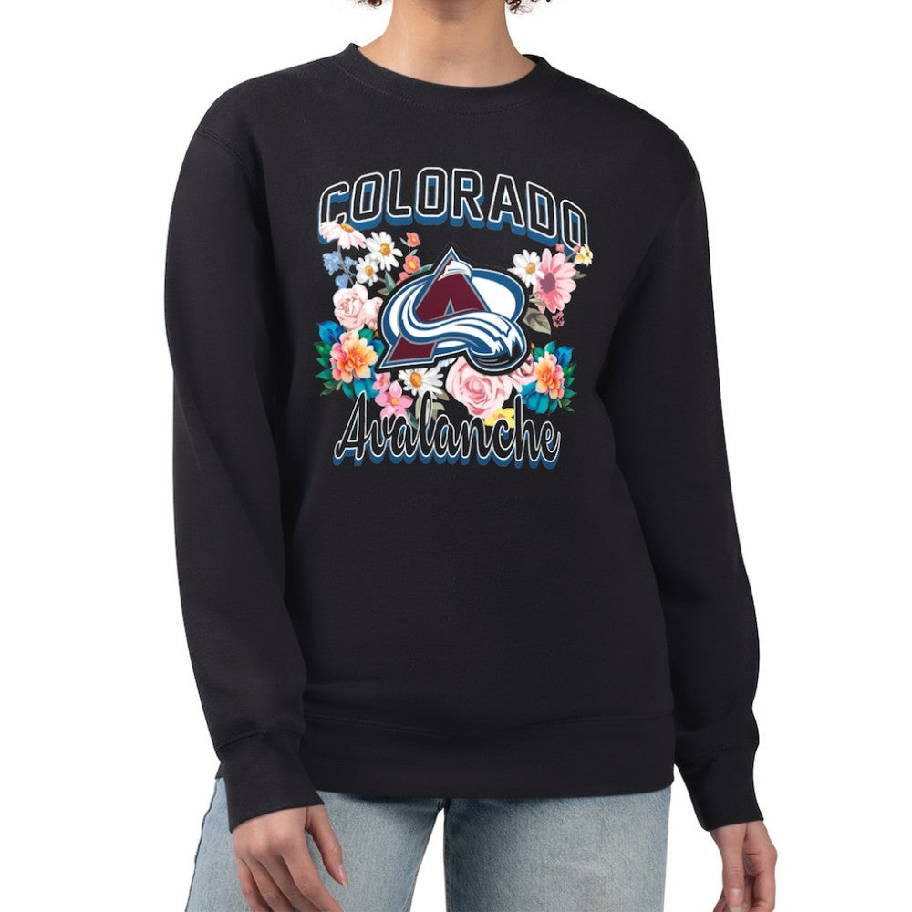 NHL Colorado Avalanche G-III 4Her by Carl Banks Women's Flower Logo Pullover Sweatshirt - Black