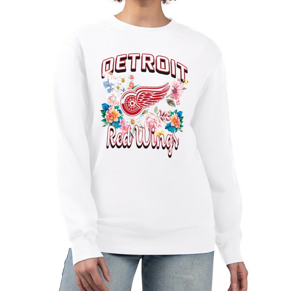 NHL Detroit Red Wings G-III 4Her by Carl Banks Women's Flower Logo Pullover Sweatshirt - White