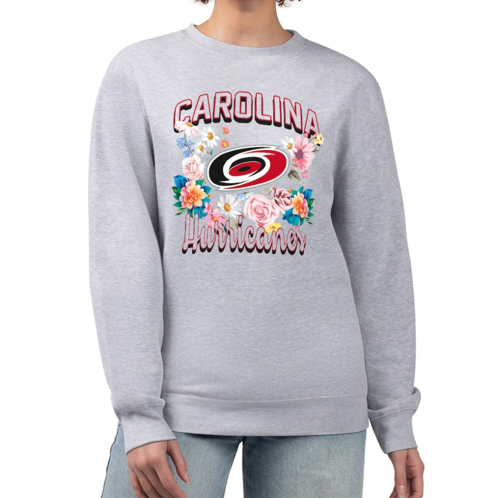 NHL Carolina Hurricanes G-III 4Her by Carl Banks Women's Flower Logo Pullover Sweatshirt - Heather Gray