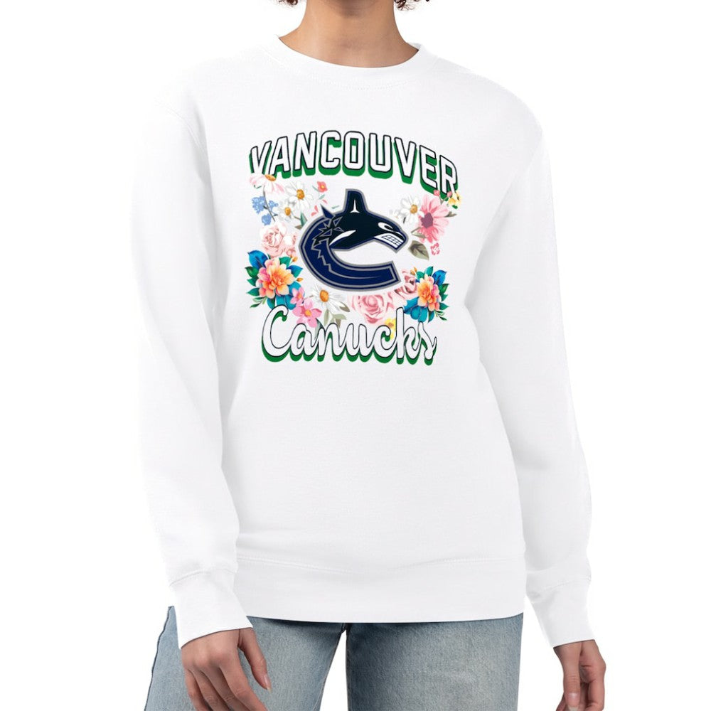 NHL Vancouver Canucks G-III 4Her by Carl Banks Women's Flower Logo Pullover Sweatshirt - White