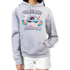 NHL Colorado Avalanche G-III 4Her by Carl Banks Women's Flower Logo Pullover Hoodie - Heather Gray
