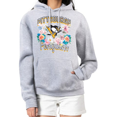 NHL Pittsburgh Penguins G-III 4Her by Carl Banks Women's Flower Logo Pullover Hoodie - Heather Gray