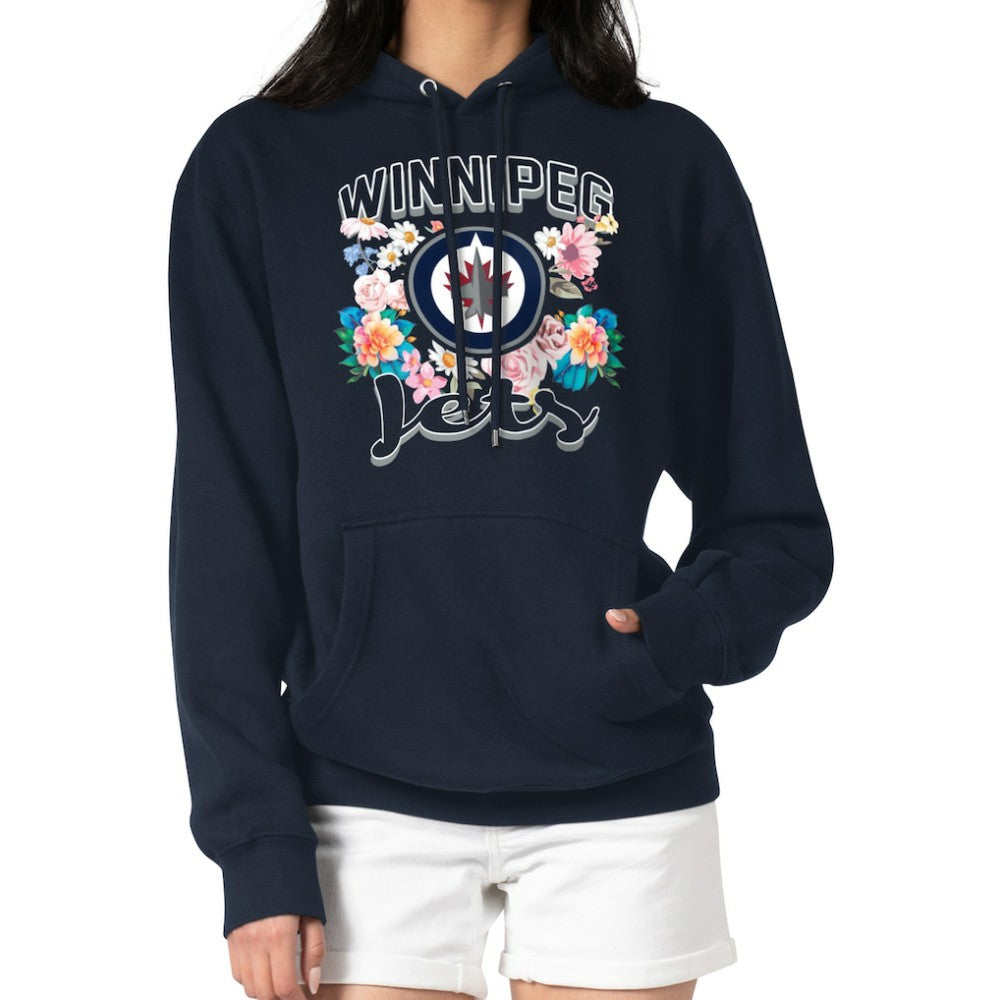 NHL Winnipeg Jets G-III 4Her by Carl Banks Women's Flower Logo Pullover Hoodie - Navy