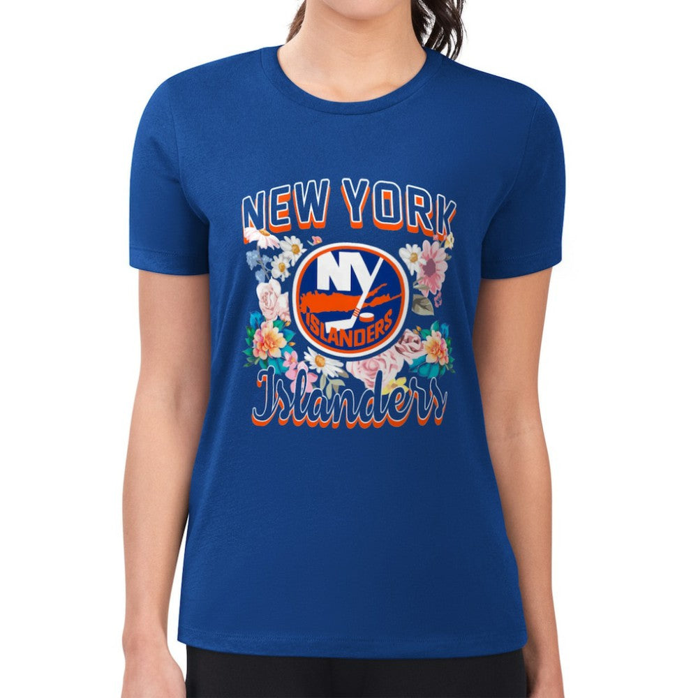 NHL New York Islanders G-III 4Her by Carl Banks Women's Super-Slim Fit Lightweight Flower Logo T-Shirt - Royal