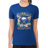 NHL Buffalo Sabres G-III 4Her by Carl Banks Women's Super-Slim Fit Lightweight Flower Logo T-Shirt - Royal
