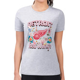 NHL Detroit Red Wings G-III 4Her by Carl Banks Women's Super-Slim Fit Lightweight Flower Logo T-Shirt - Heather Gray