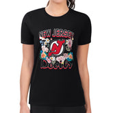 NHL New Jersey Devils G-III 4Her by Carl Banks Women's Super-Slim Fit Lightweight Flower Logo T-Shirt - Black