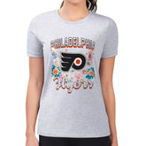 NHL Philadelphia Flyers G-III 4Her by Carl Banks Women's Super-Slim Fit Lightweight Flower Logo T-Shirt - Heather Gray