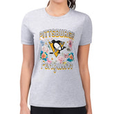 NHL Pittsburgh Penguins G-III 4Her by Carl Banks Women's Super-Slim Fit Lightweight Flower Logo T-Shirt - Heather Gray
