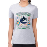 NHL Vancouver Canucks G-III 4Her by Carl Banks Women's Super-Slim Fit Lightweight Flower Logo T-Shirt - Heather Gray