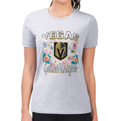 NHL Vegas Golden Knights G-III 4Her by Carl Banks Women's Super-Slim Fit Lightweight Flower Logo T-Shirt - Heather Gray