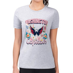 NHL Washington Capitals G-III 4Her by Carl Banks Women's Super-Slim Fit Lightweight Flower Logo T-Shirt - Heather Gray