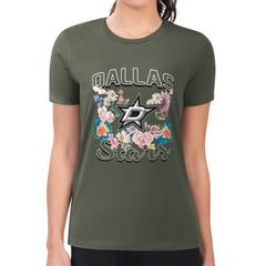 NHL Dallas Stars G-III 4Her by Carl Banks Women's Super-Slim Fit Lightweight Flower Logo T-Shirt - Green