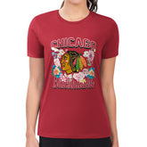 NHL Chicago Blackhawks G-III 4Her by Carl Banks Women's Super-Slim Fit Lightweight Flower Logo T-Shirt - Red