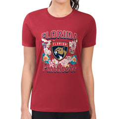 NHL Florida Panthers G-III 4Her by Carl Banks Women's Super-Slim Fit Lightweight Flower Logo T-Shirt - Red