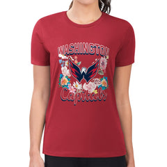 NHL Washington Capitals G-III 4Her by Carl Banks Women's Super-Slim Fit Lightweight Flower Logo T-Shirt - Red