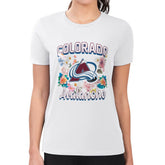 NHL Colorado Avalanche G-III 4Her by Carl Banks Women's Super-Slim Fit Lightweight Flower Logo T-Shirt - White