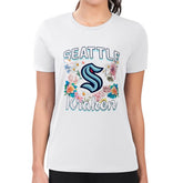 NHL Seattle Kraken G-III 4Her by Carl Banks Women's Super-Slim Fit Lightweight Flower Logo T-Shirt - White