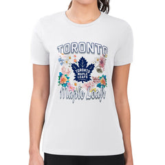 NHL Toronto Maple Leafs G-III 4Her by Carl Banks Women's Super-Slim Fit Lightweight Flower Logo T-Shirt - White