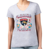 NHL Florida Panthers G-III 4Her by Carl Banks Women's Super-Slim Fit Lightweight Flower Logo V-Neck T-Shirt - Heather Gray