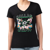 NHL Dallas Stars G-III 4Her by Carl Banks Women's Super-Slim Fit Lightweight Flower Logo V-Neck T-Shirt - Black